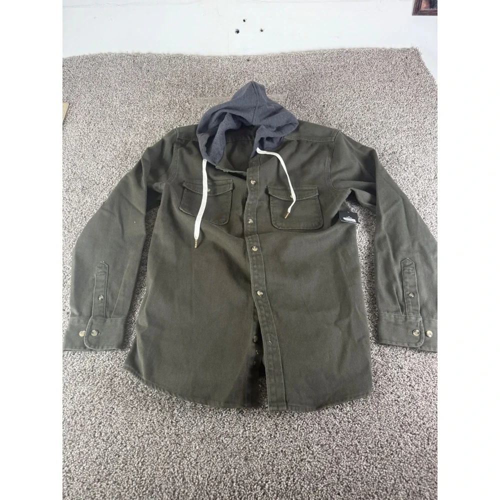 No Boundaries Mens Hooded Shirt Jacket Green Medium NB30102 Shacket New
